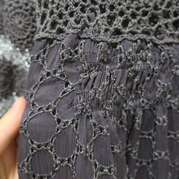 NWT SUGARLIPS silk crochet dress grey silve eyelet Sml babydoll y2k fairy - Picture 14 of 15